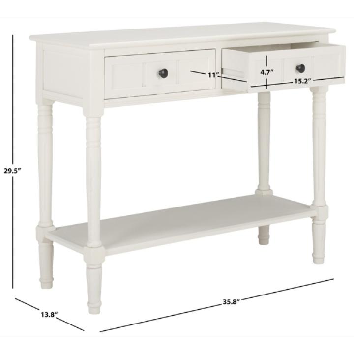 Cream Carved 2-Drawer Console Table