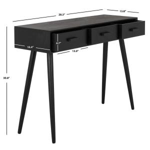 Black Mid-Century Modern 3-Drawer Console Table