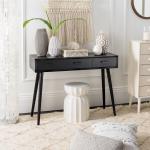 Black Mid-Century Modern 3-Drawer Console Table