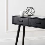 Black Mid-Century Modern 3-Drawer Console Table