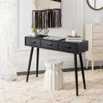 Black Mid-Century Modern 3-Drawer Console Table