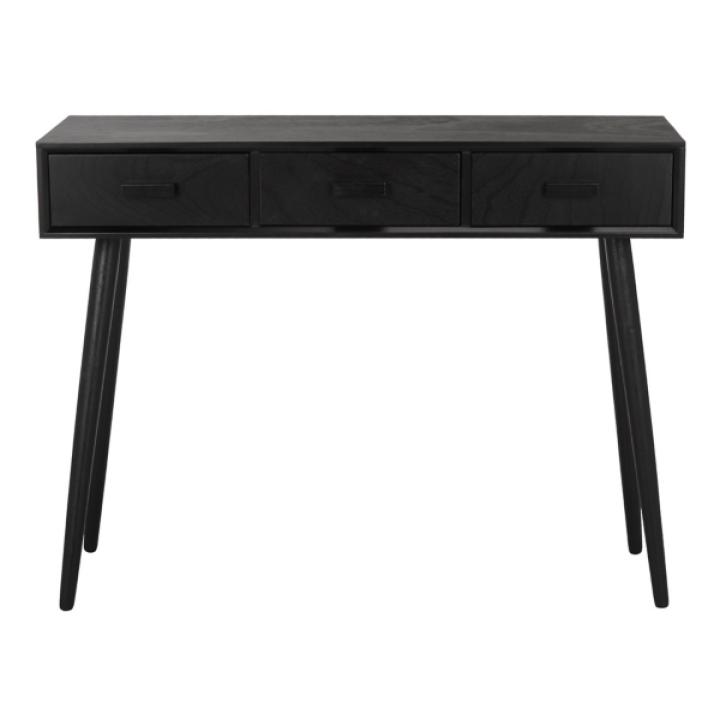 Black Mid-Century Modern 3-Drawer Console Table