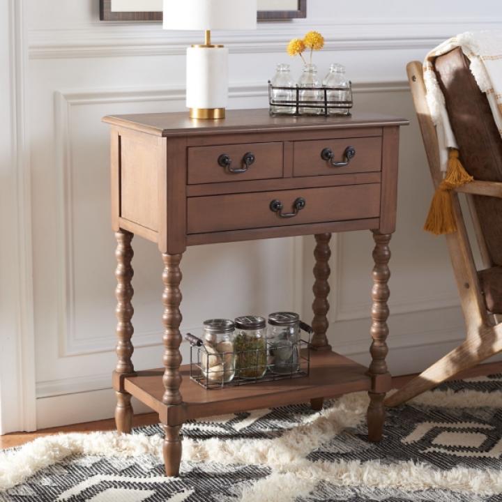 Brown Farmhouse 3-Drawer Console Table
