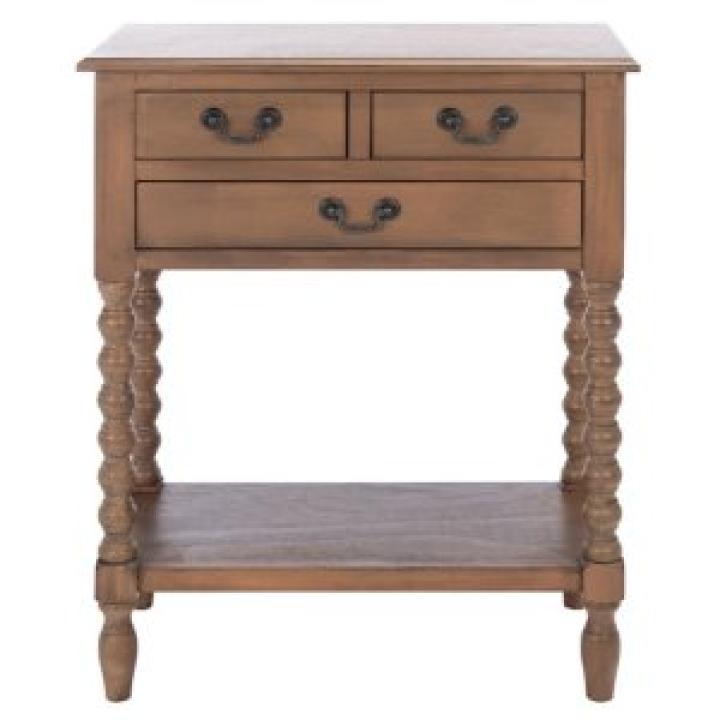 Brown Farmhouse 3-Drawer Console Table