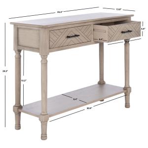 Greige Chevron 2-Drawer Console Table