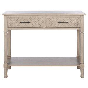 Greige Chevron 2-Drawer Console Table