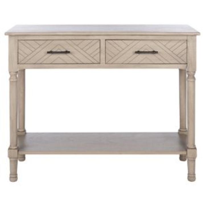 Greige Chevron 2-Drawer Console Table