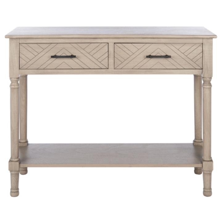 Greige Chevron 2-Drawer Console Table