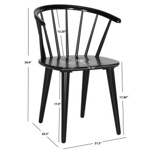 Black Wood Curved Spindle Dining Chairs, Set of 2