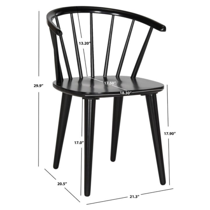 Black Wood Curved Spindle Dining Chairs, Set of 2