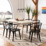 Black Wood Curved Spindle Dining Chairs, Set of 2