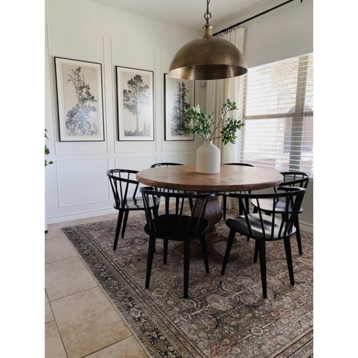 Black Wood Curved Spindle Dining Chairs, Set of 2