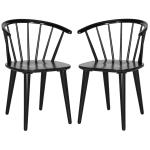 Black Wood Curved Spindle Dining Chairs, Set of 2