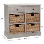 Vintage Gray Cabinet with Woven Baskets