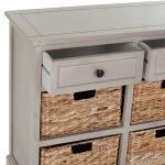 Vintage Gray Cabinet with Woven Baskets