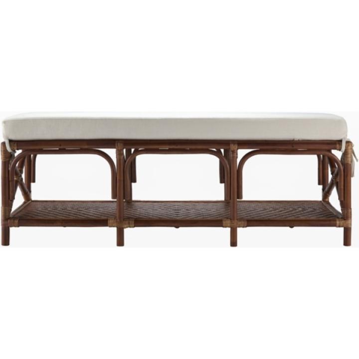 Kaili Brown Rattan Cushioned Bench