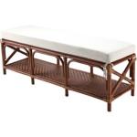 Kaili Brown Rattan Cushioned Bench