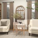 Natural Wood Carved Leaf Accent Tables, Set of 2