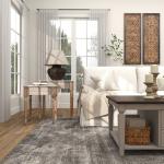 Natural Wood Carved Leaf Accent Tables, Set of 2