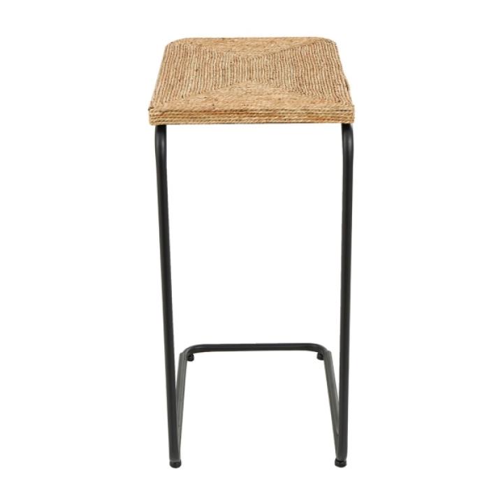 Natural Seagrass and Black Metal C-Table