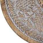 Round Antique Gray Engraved Accent Table