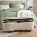 Cream Boucle Flip-Top Storage Bench