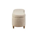 Cream Boucle Flip-Top Storage Bench