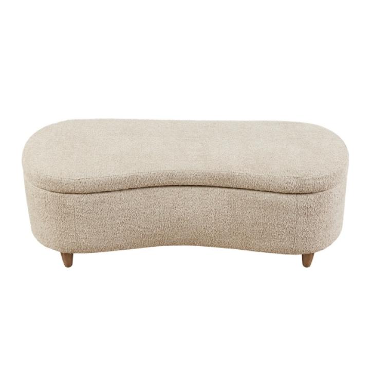Cream Boucle Flip-Top Storage Bench