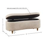 Cream Boucle Flip-Top Storage Bench