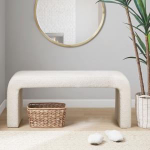 Cream Boucle Waterfall Bench