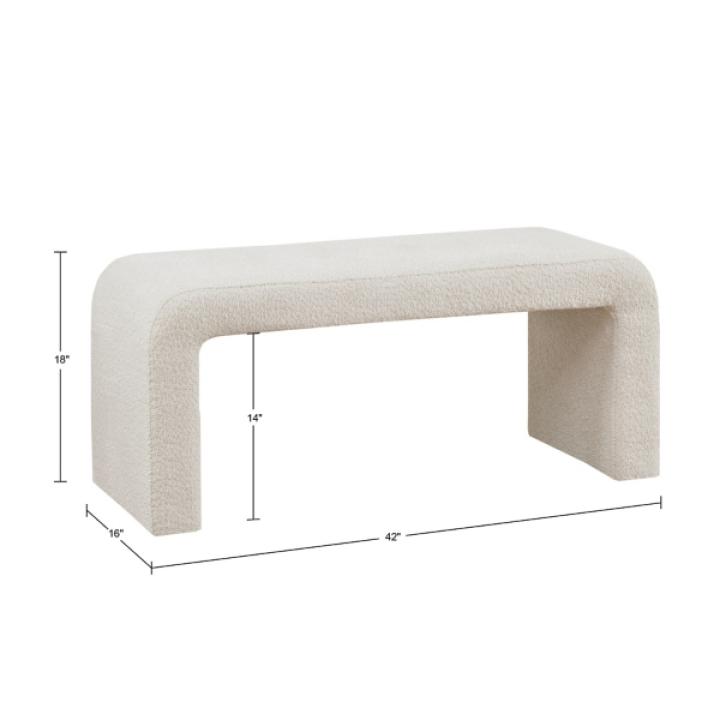 Cream Boucle Waterfall Bench