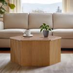 Natural Fluted Hexagon Coffee Table