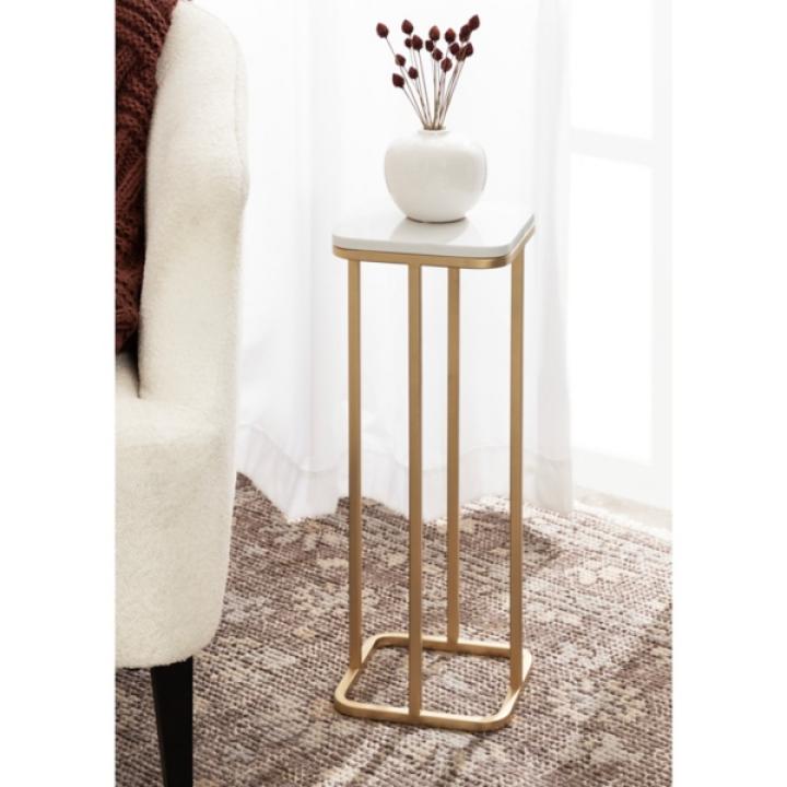 Gold and White Credele Accent Table