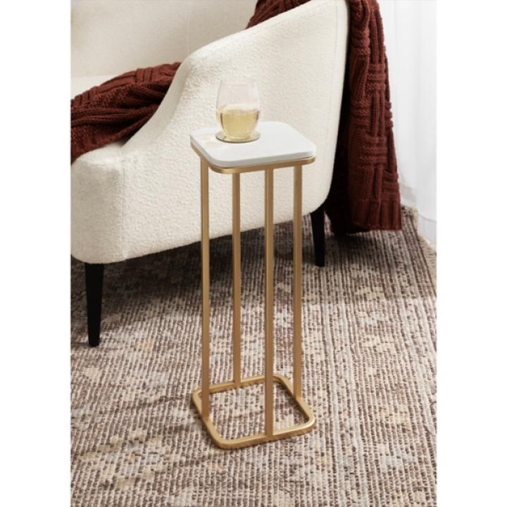Gold and White Credele Accent Table