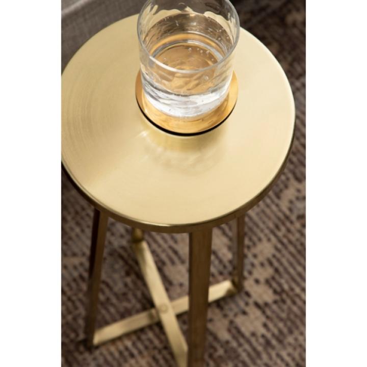 Round Zia Gold Metal Accent Table