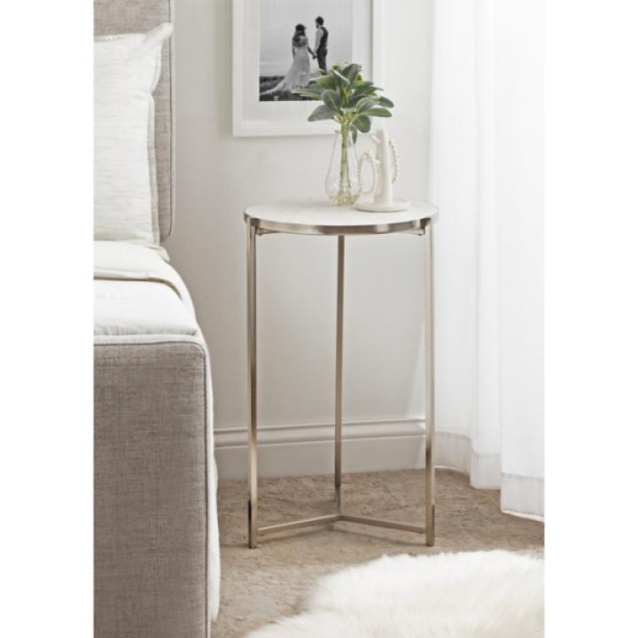 Round Silver Aguilar Accent Table
