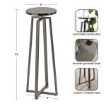 Round Zia Pewter Metal Accent Table