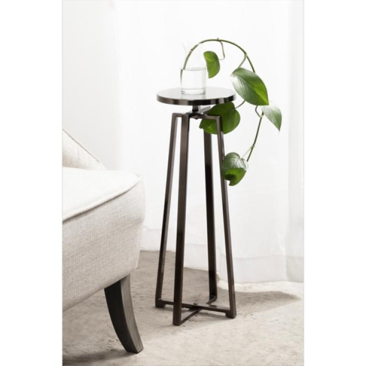 Round Zia Pewter Metal Accent Table