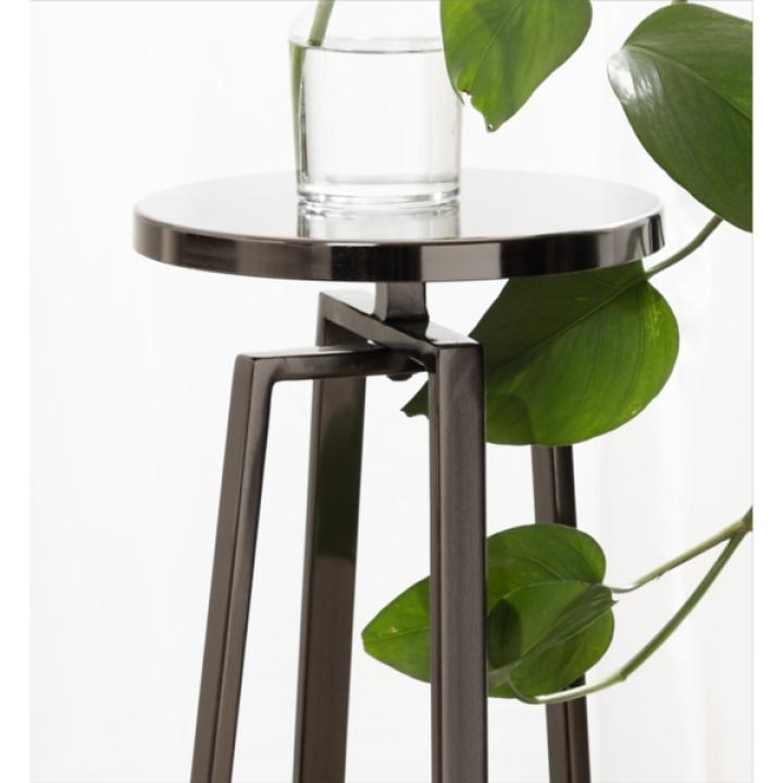 Round Zia Pewter Metal Accent Table