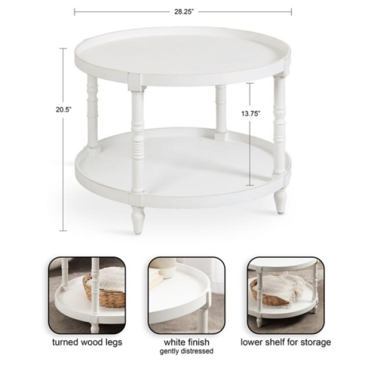 Round White Bellport Coffee Table