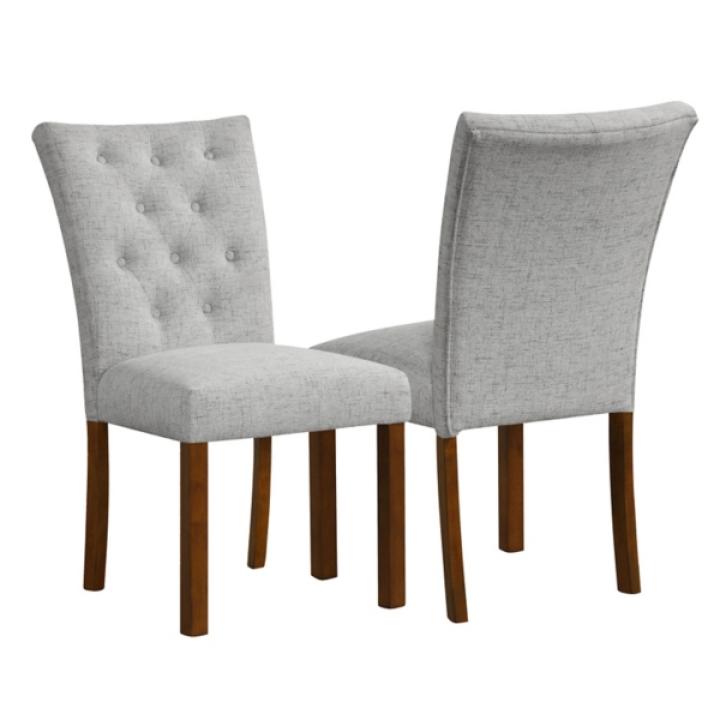 Gray Tufted Parsons Dining Chairs, Set of 2