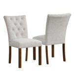 Neutral Tufted Parsons Dining Chairs, Set of 2
