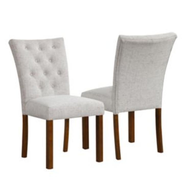 Neutral Tufted Parsons Dining Chairs, Set of 2