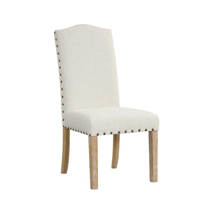 Ivory Nailhead Parsons Dining Chairs, Set of 2