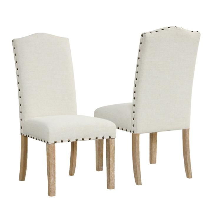 Ivory Nailhead Parsons Dining Chairs, Set of 2