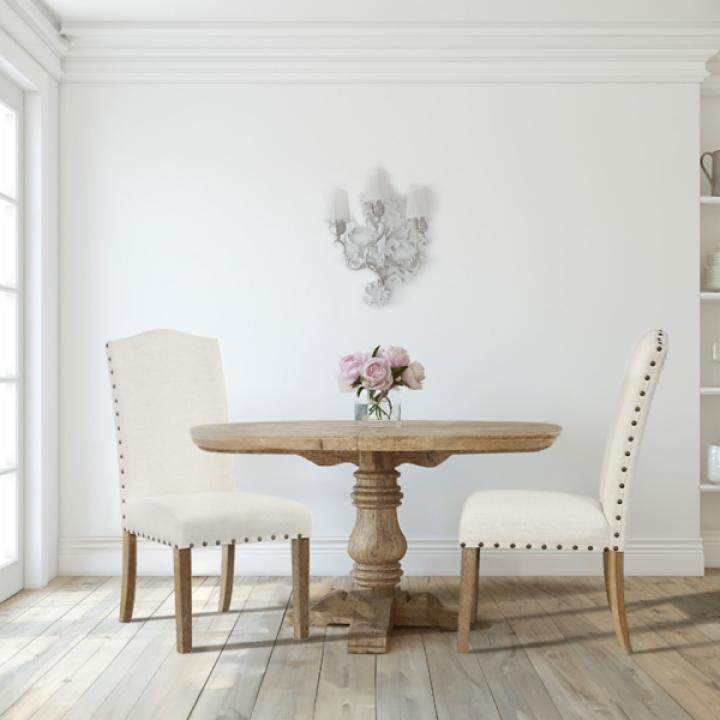 Ivory Nailhead Parsons Dining Chairs, Set of 2