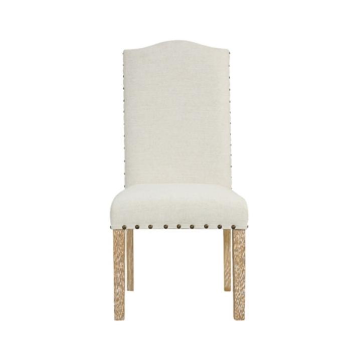 Ivory Nailhead Parsons Dining Chairs, Set of 2