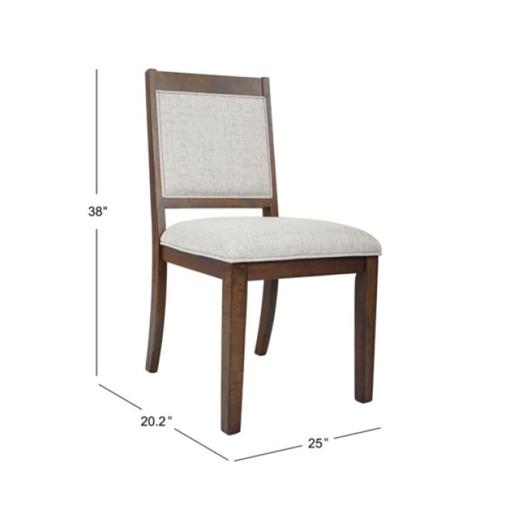 Neutral Upholstered Wood Frame Chairs, Set of 2