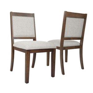 Neutral Upholstered Wood Frame Chairs, Set of 2