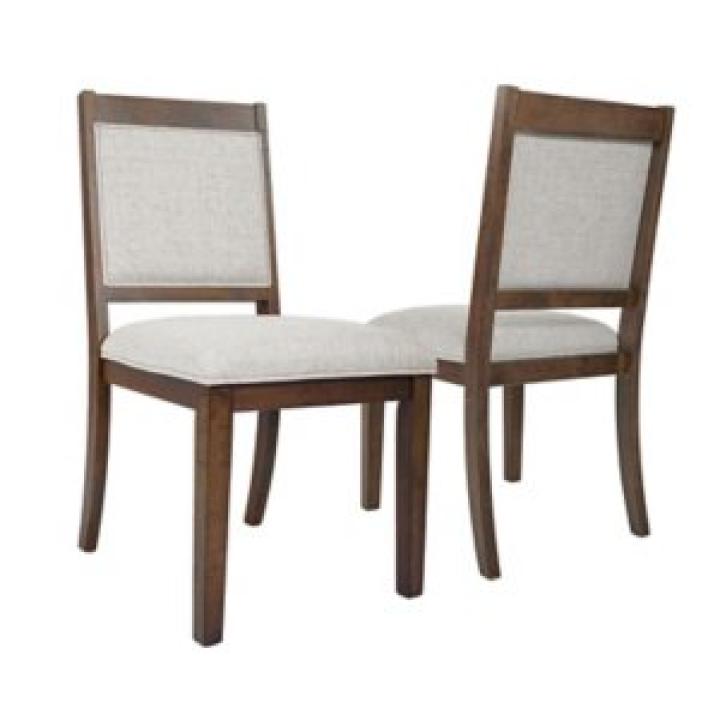 Neutral Upholstered Wood Frame Chairs, Set of 2